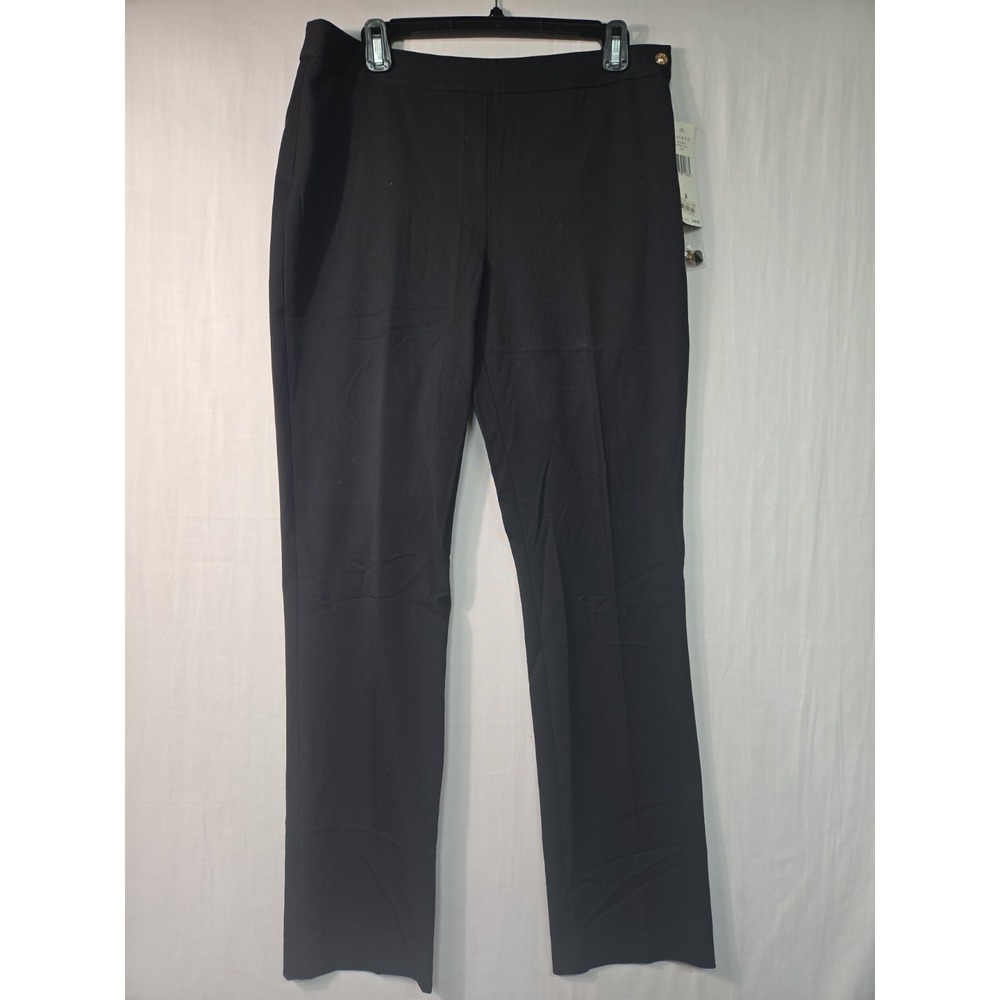 NWT Lauren Ralph Black Side Zip Trouser Dress Pants Women's 8 Straight Leg